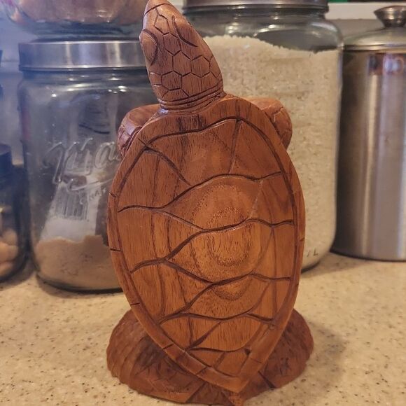 Elegant Brown Wooden Accent Sculpture with Abstract Design - Picture 2 of 5